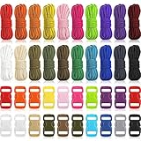 Shappy 550lb Paracorde Kit d'Artisanat Combiné Aléatoire 20 Couleurs de Cordon de 500 LB et 20 Boucles Font des Bracelets en Paracorde pour Suspendu Ornements Artisanat Intérieur Extérieur