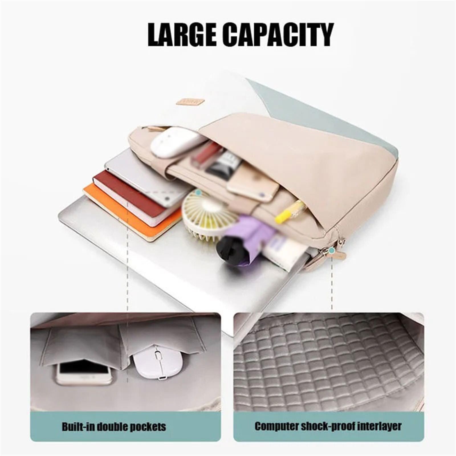 Oficina Bolsa for ordenador portátil de 14/15,6 pulgadas, maletín duradero con asa, funda protectora for Maletín