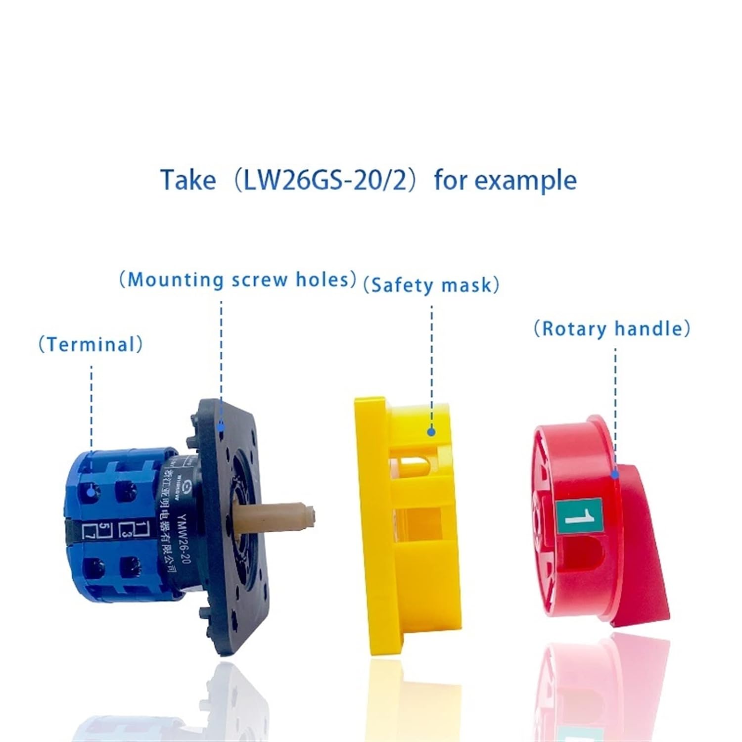 Changeover Rotary Cam Switch Power Cut-Off Combination Knob Padlock Master Control Circuit Off-ON LW28 LW26GS-63/04-2 1Pcs