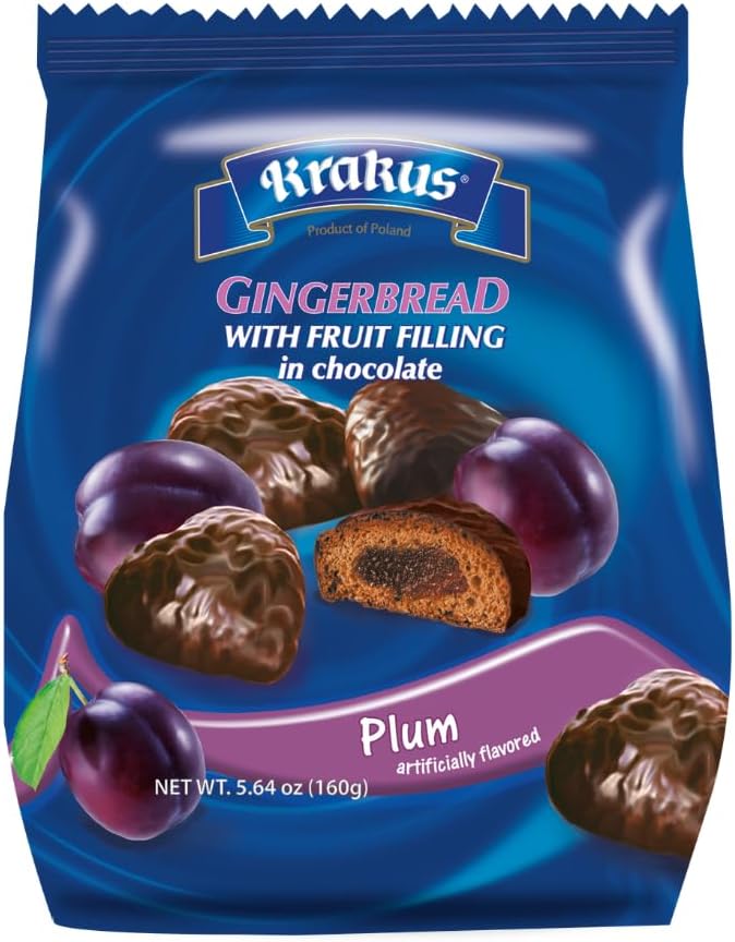 Krakus Gingerbread Fruit Filling Covered in Chocolate - 5.64 oz (Pack of 2) (Plum)