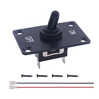 weideer Heavy Duty Rocker Toggle Switch 16A 250V ON/Off 2 pin 2 Position Toggle Switch with Mounting Plate Waterproof Cap and Wires E-TEN-1021-M-X-B