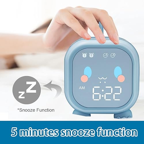 Miniatura 4 de Reloj despertador para niños con dinosaurio, reloj despertador digital para dormitorio de niños, bonito reloj de noche para niños, aprendiz de sueño