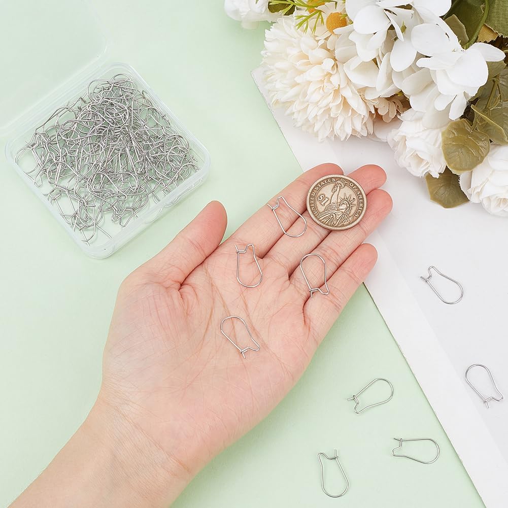 1 Box 120Pcs Kidney Earring Finding Teardrop Earring Wires Stainless Steel U Shaped Hoop Wires Long Earring Hooks Dangle Silver Earring Wires for Jewelry Making Supplies DIY Craft Beginner - Image 3