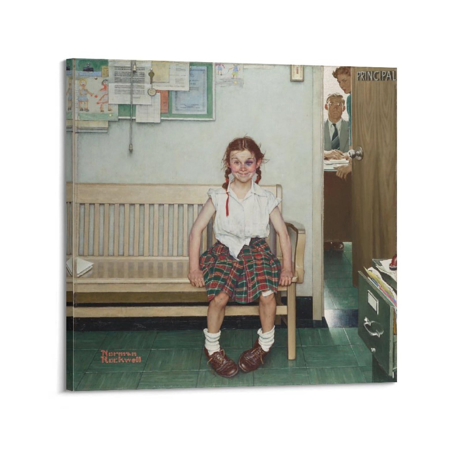Norman Rockwell Poster The Shiner Cool Artworks Painting Wall Art Canvas Prints Hanging Picture Home Decors Gift Idea 16x16inch(40x40cm)
