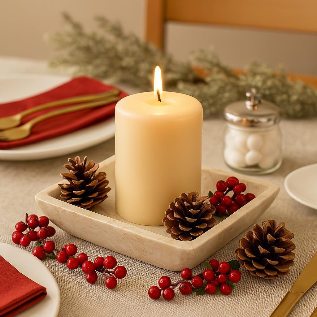 Creative Home Natural Champagne Marble Boat Shaped Candle Holder Accessory Organize Tray Holder, Medium, 6-1/4" x 4-3/4" x 1-1/8" H image 5