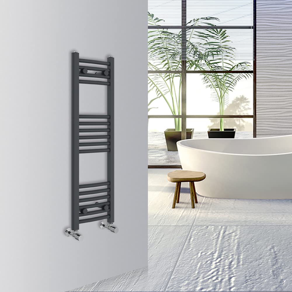 Warmehaus Curved Bathroom Heated Towel Rail Warmer Radiator Central Heating 1000x300mm - Anthracite