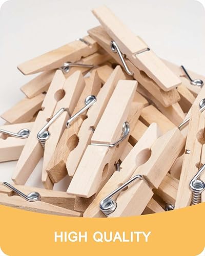 Vista 9 de Alfileres de ropa de madera para manualidades, pinzas de cierre de agarre fuerte, clips de ropa de madera de abedul, pinzas de ropa para colgar