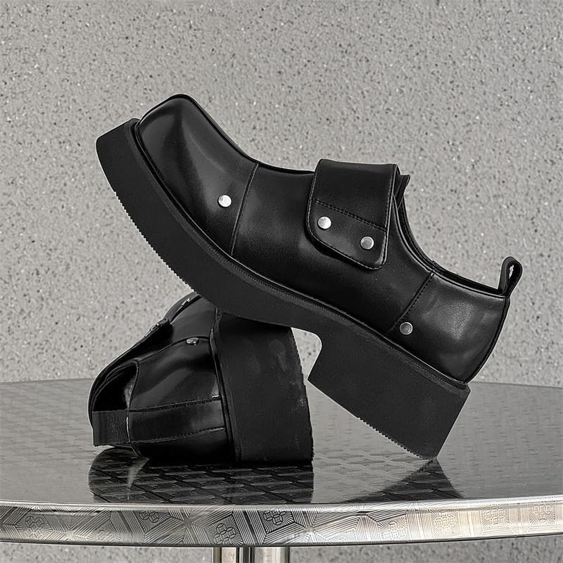 Men's Leather Shoes, Oxford Derby Loafers, Slip-in, Platform Sole, Lug Sole, Non-Slip Wearable, Driving, Casual, Business3