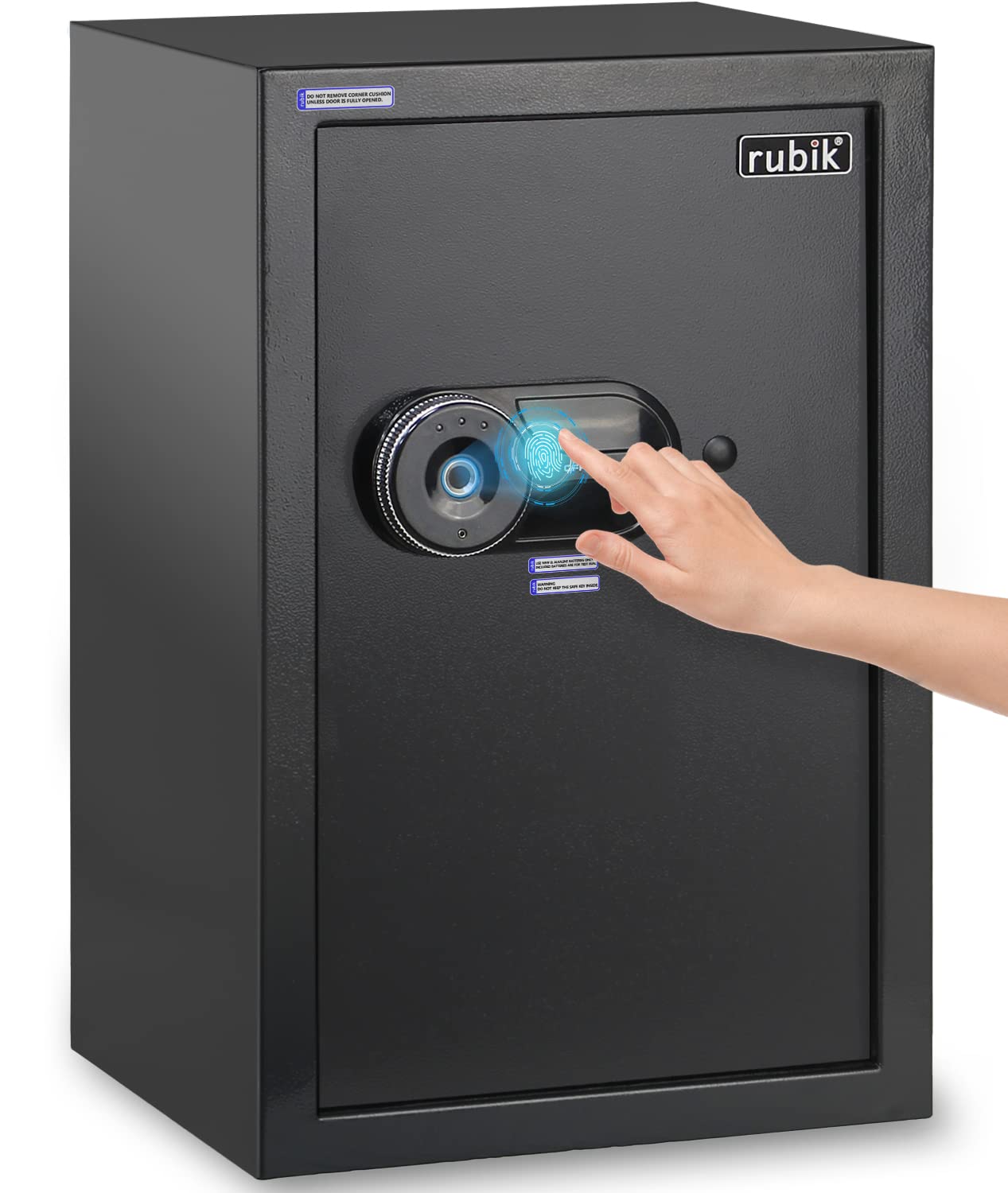 RubikSafe Box Fingerprint Lock with Large Capacity Override Key For Home Office Shop Business RB-50K1-F (31x35x50cm, Black)