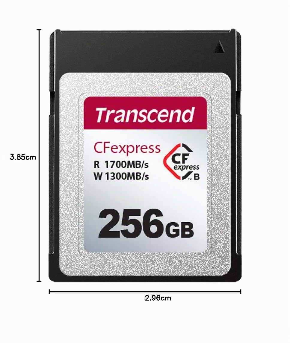Transcend CFexpress 820 Type B-Speicherkarte TS256GCFE820, Lese-/Schreibgeschwindigkeiten von bis zu 1.700 MB/s bzw. 1.300 MB/s 256GB