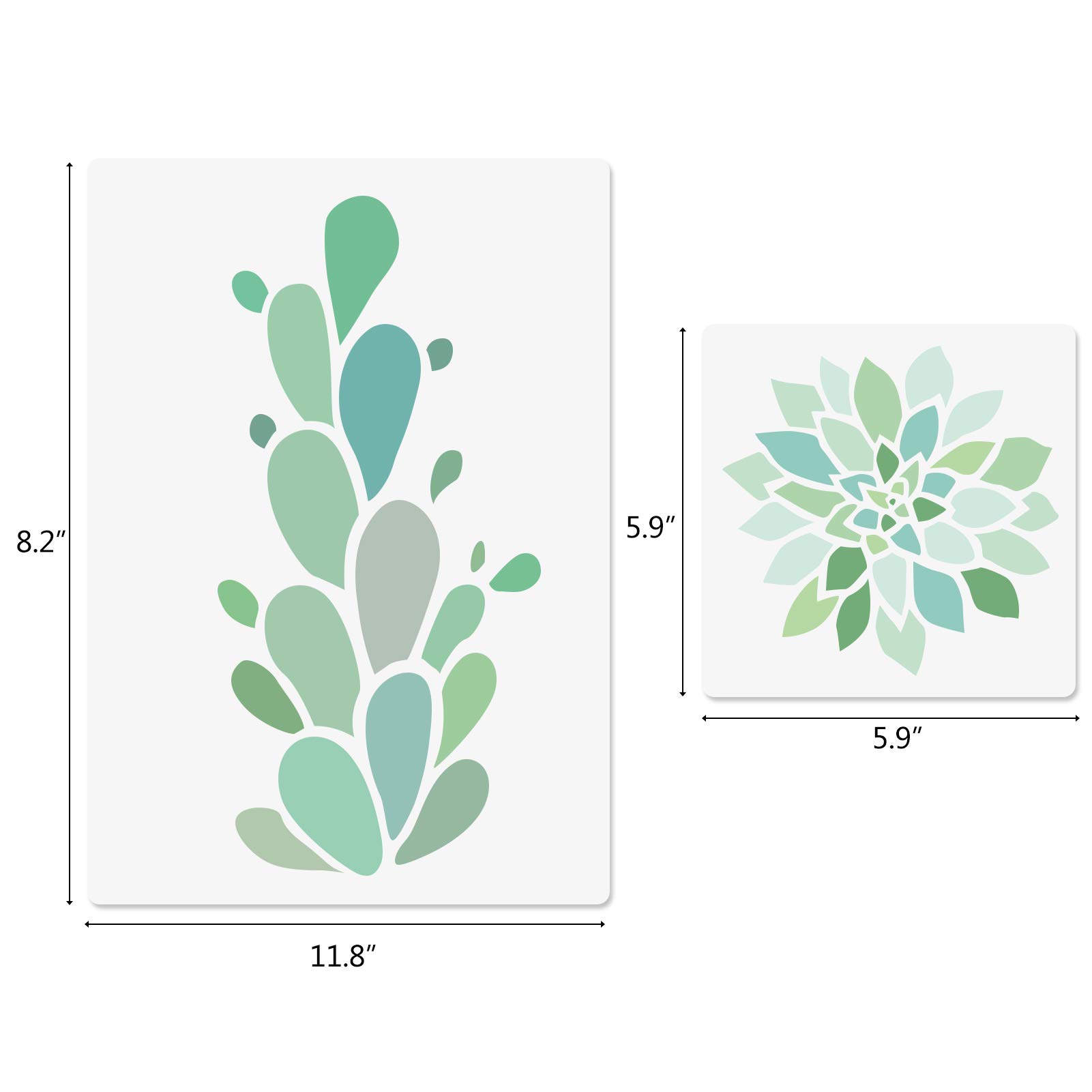 Succulent Plants Stencils, 8 Packs Succulent Cactus Plants Pattern Painting Resuable Templates for Walls Card Making Wood Furniture Nursery Bedroom DIY Projects
