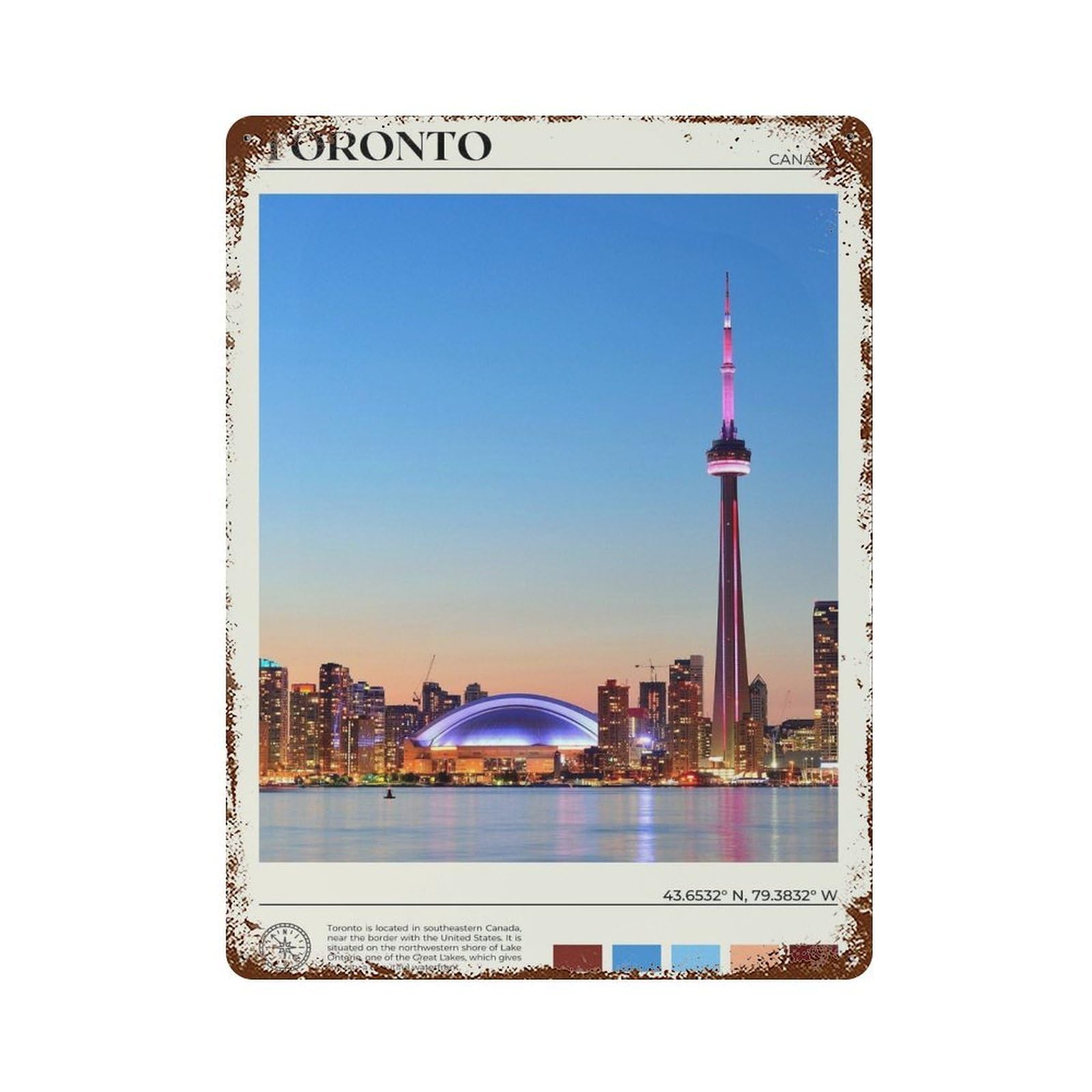 xiaoxiaoshen Real Photo Toronto Decor Canada Wall Decor Art Metal Tin Poster Modern Home Decor Art Home Bar Shop Decorations Vintage Sign 40x30cm
