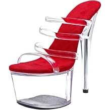 WUXIN H&P Womens 7 in Clear Platform Sandal Heels Sexy, 7 in Pole Dance High Heel Clear Platform, 17 cm Exotic Platform Pole Dancer Heels Shoes Stiletto