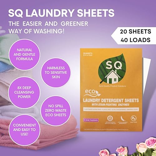 Miniatura 2 de SQ - Hojas de detergente para ropa  Tiras ecológicas para la ropa sucia enzimas de lucha contra manchas hipoalergénicas no tóxicas sin plástico