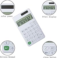 Vista 2 de Calculadoras básicas estándar pequeñas calculadoras digitales de escritorio con pantalla LCD de 8 dígitos, batería, energía solar, calculadora