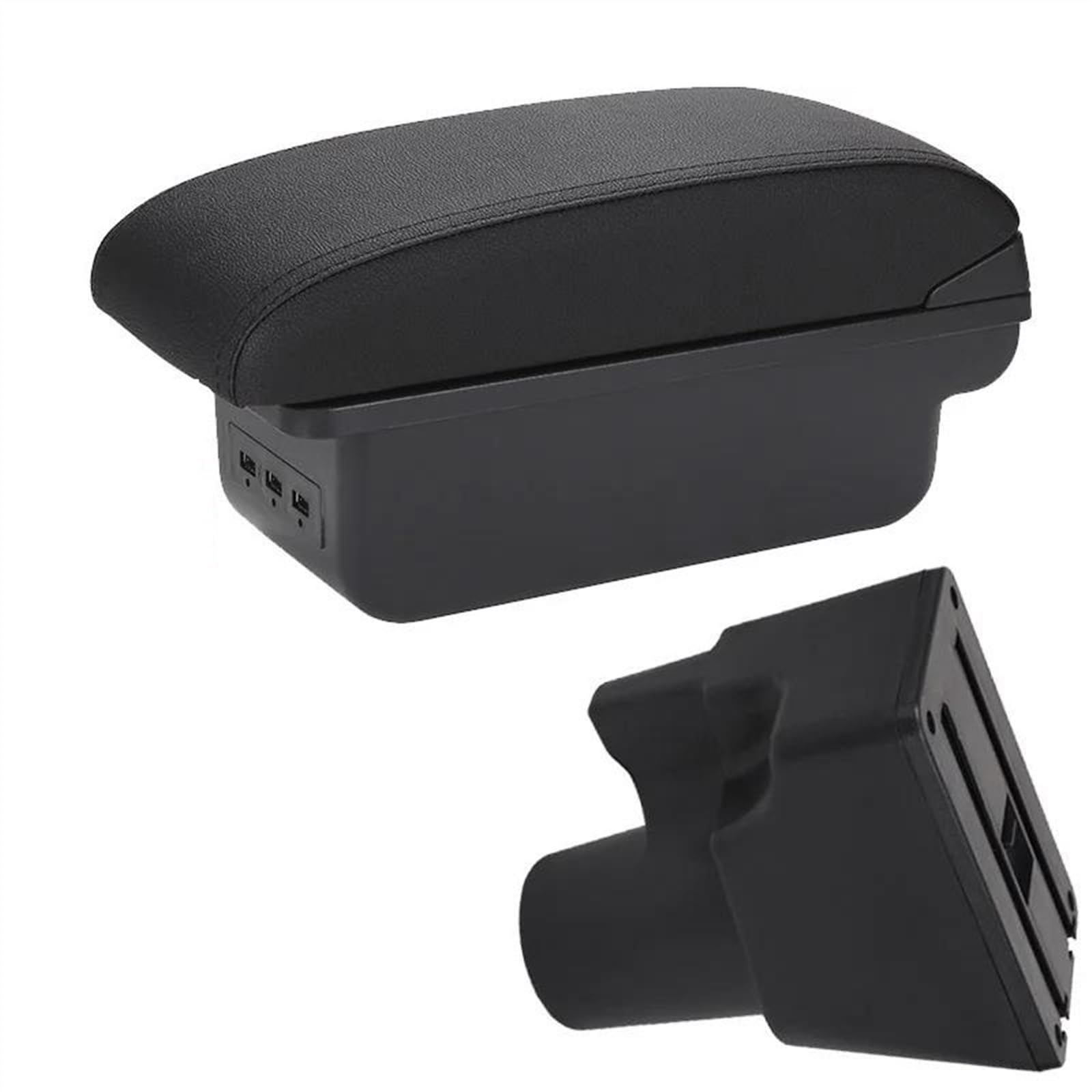 NOHEEU Armrest Box With Multifunctional Support PU Upholstered Car Interior Modification Accessories For Picanto 3X-Line(B2 Black line 3 USB)