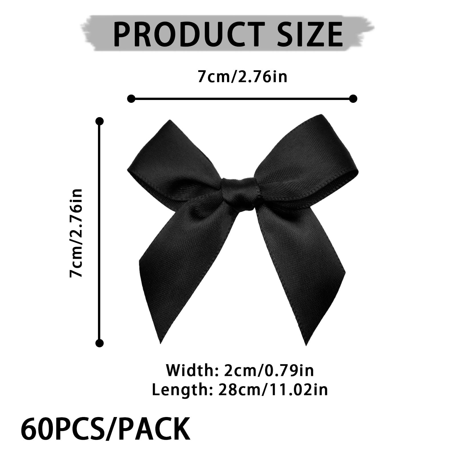 Jisrcha 60 Fiocchi, Fiocchetti Piccoli per Decorazioni, Fiocchetti per Bomboniere per Matrimoni, Confezioni Regalo, Artigianato, Compleanni, Decorazione di Sacchetti per Merenda, Regali Natale(Nero)