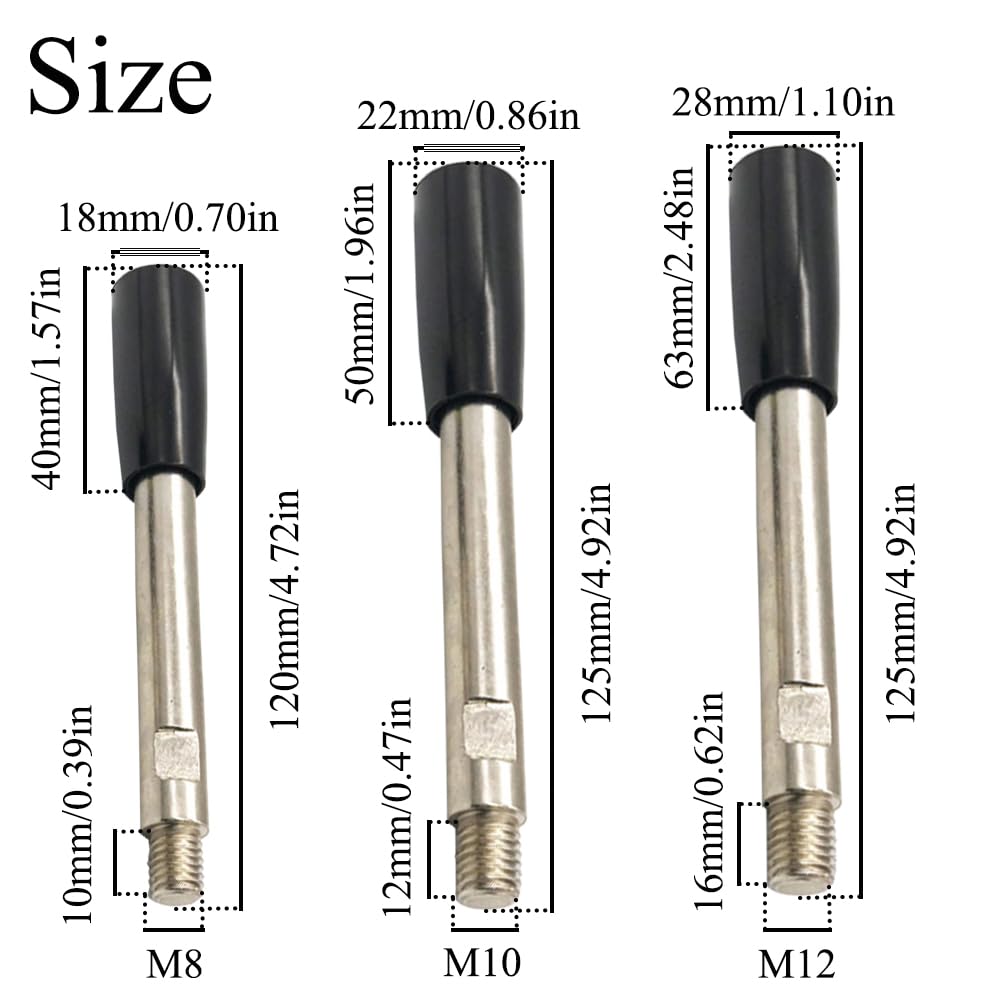SagaSave M12 x 125 Revolving Crank Handle, High-Strength Steel Handle, Handwheel Screw Stem, Clamping Handle Screw Knob, for Lathe Machine