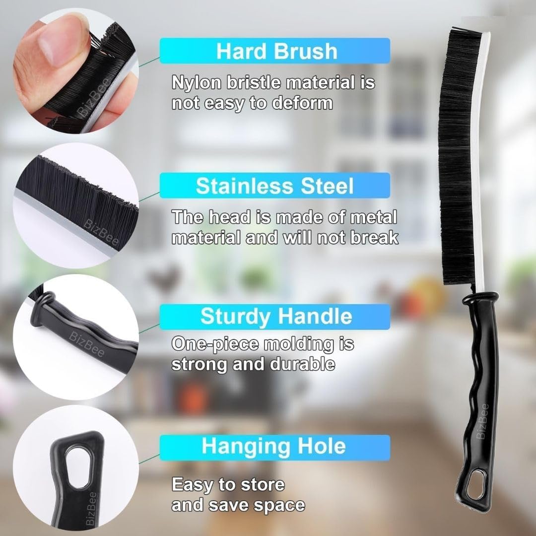 BizBee Hard Bristle Crevice Cleaning Brush - Cleaning Tools for Household Use, Multifunctional Gap Cleaning Supplies for Kitchen, Bathroom, Toilet, Window, Vehicle, Faucets, Grout, Home (4 PCS) 4