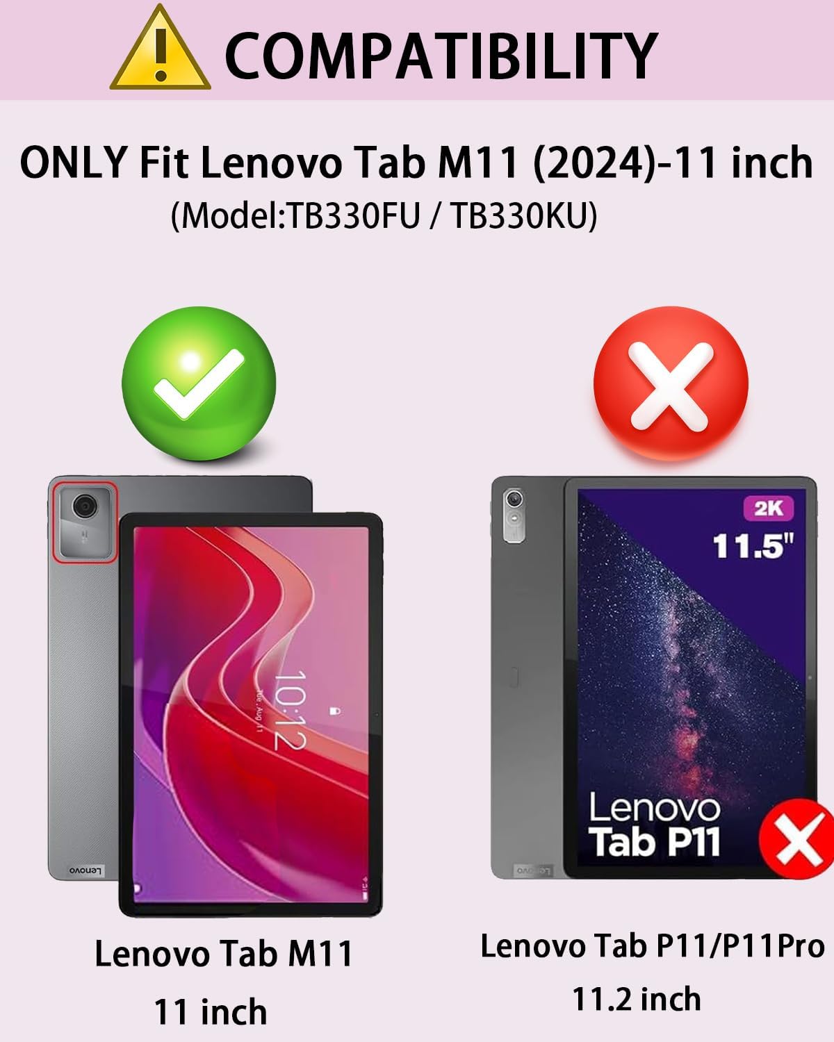 Keyboard Case for Lenovo Tab M11 / Tab K11 LTE 2024 11 inch Cover - 7 Color Rainbow Change Backlit Detachable Magnetic Keyboard with Mouse - Pink Lenovo Tab M11 / Tab K11 LTE 2024 Pink