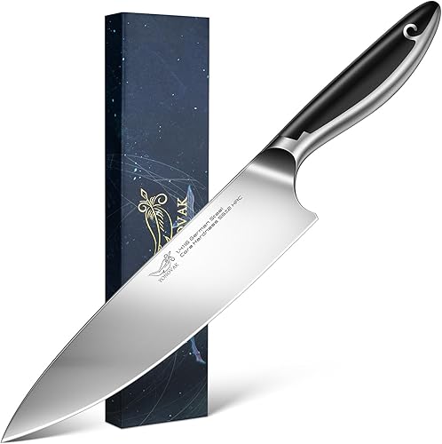 Cuchillo de chef de 8 pulgadas, cuchillo de cocina alemán EN1.4116 de acero de alto carbono, apto para lavavajillas y antioxidante con mango de