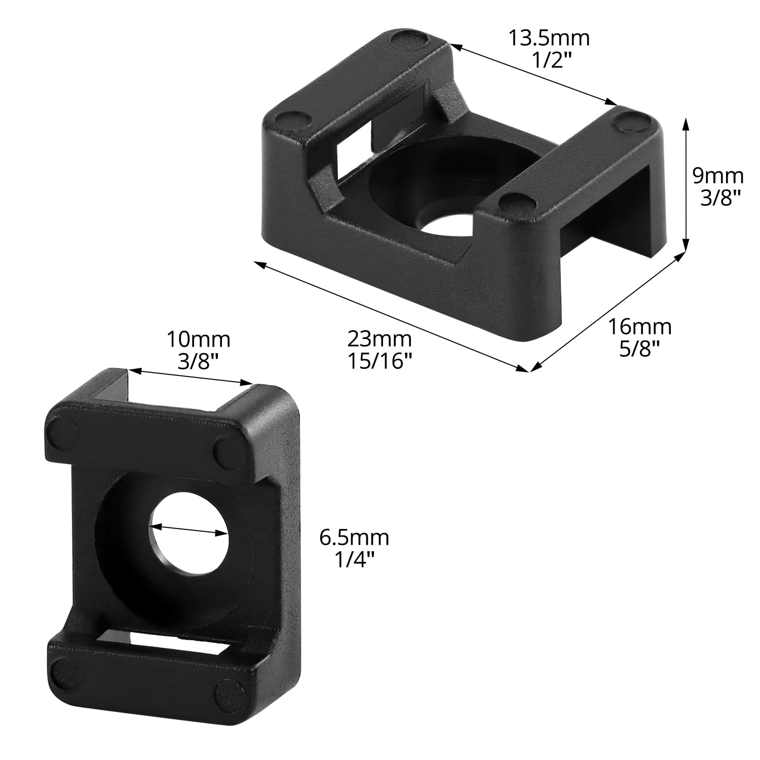 QWORK® Pack of 200 Screwable Cable Tie Base for 9mm Cable Ties - Cable Management Solution for Home and Office - Image 3