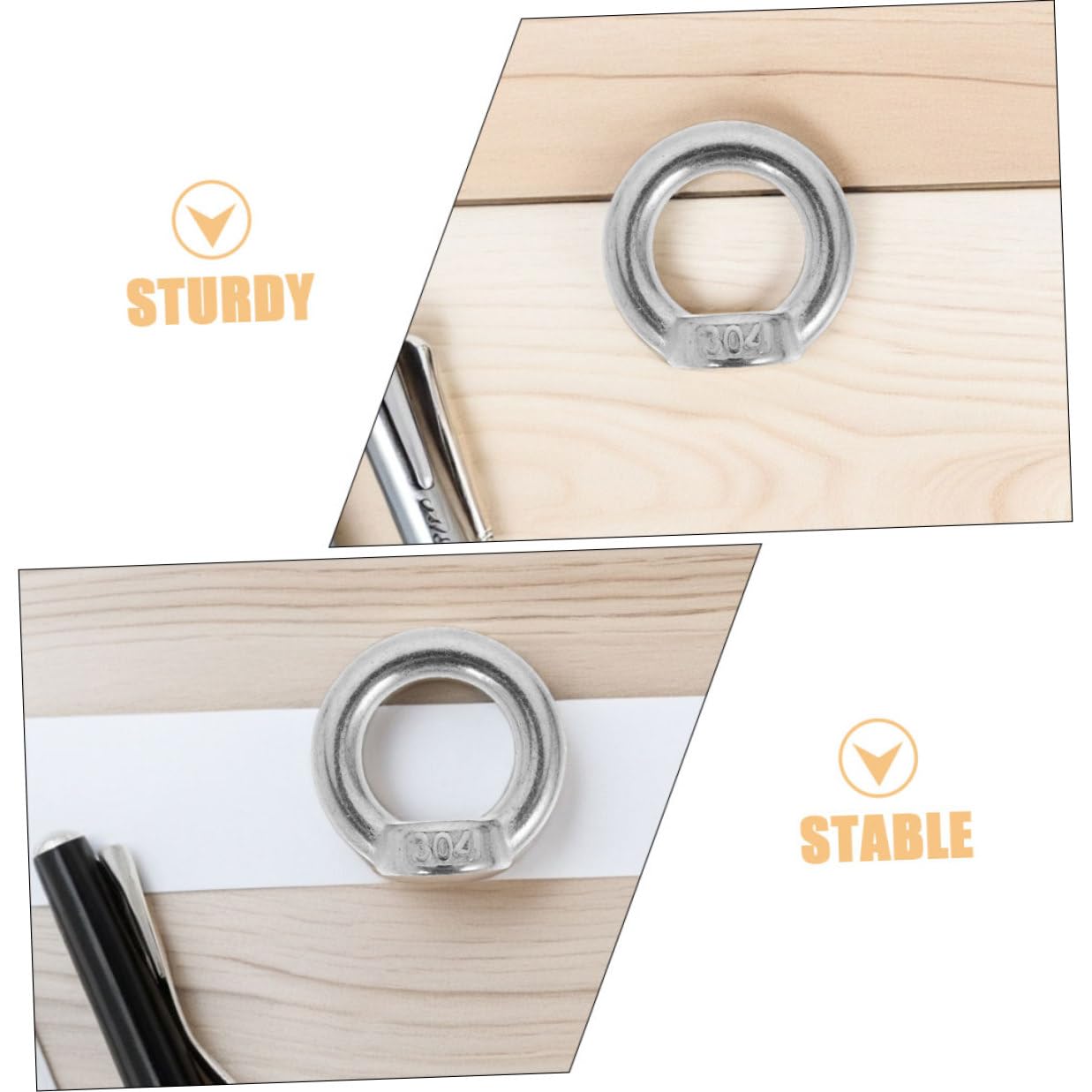 M8 Stainless Steel Eye Nuts 8pcs Ring Shaped Fasteners