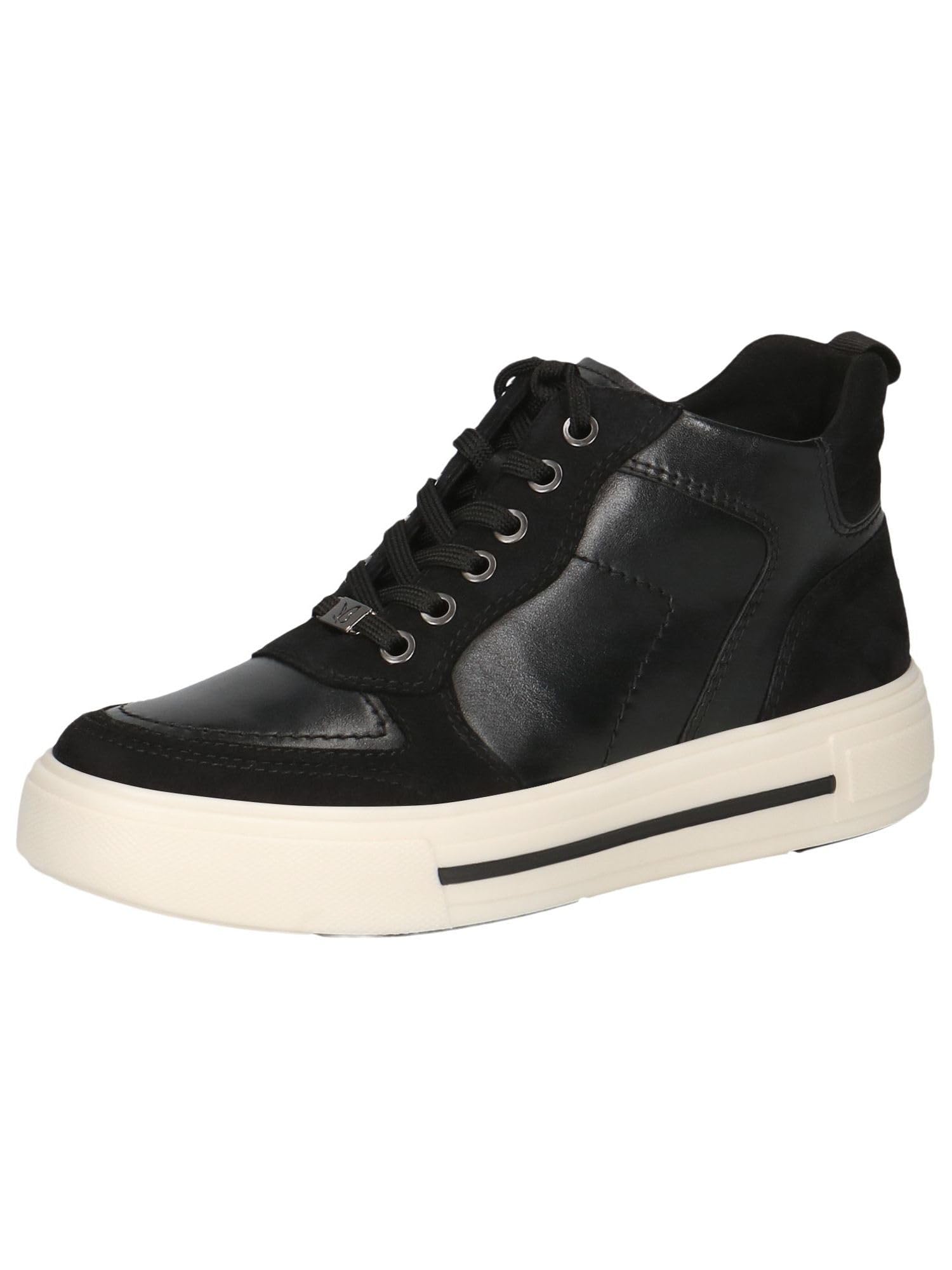 CAPRICE Women's high-top Leather Sneakers with Zipper, Black (Black Comb), 6.5 UK