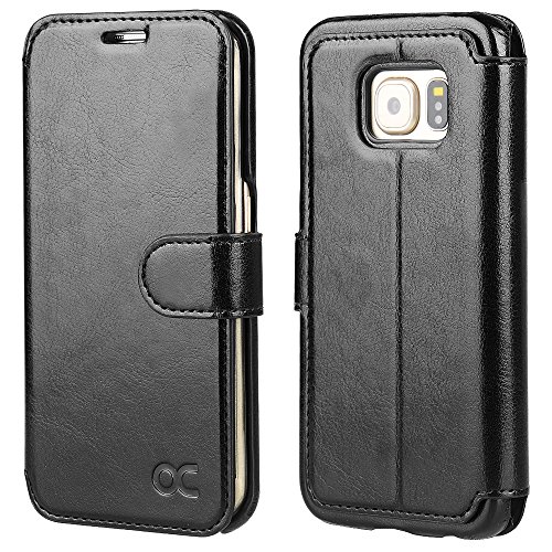 OCASE Samsung Galaxy S6 Edge Case [Slim Fit] Leather Wallet Case for Samsung Galaxy S6 Edge Device - Black