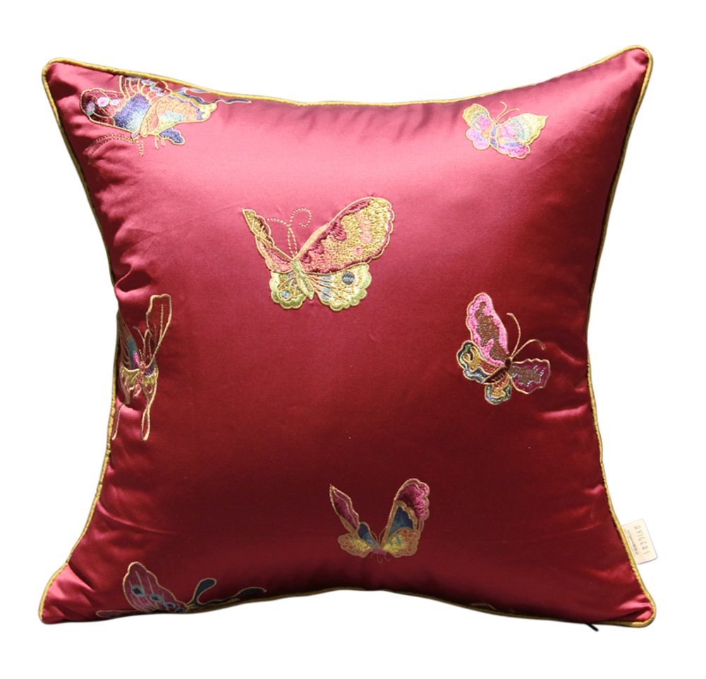 Taie d'oreiller broderie chinoise 45x45cm pour raviver une decoration de chambre fade
