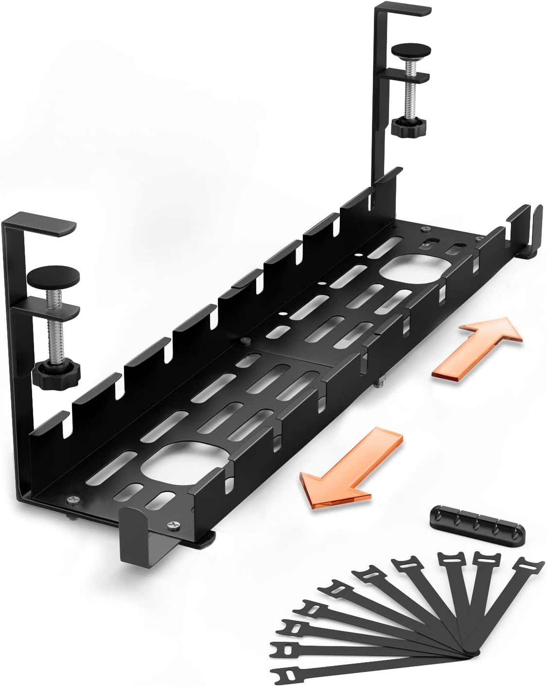 Under Desk Cable Management Tray, Retractable Adjustable 12" into 21.6