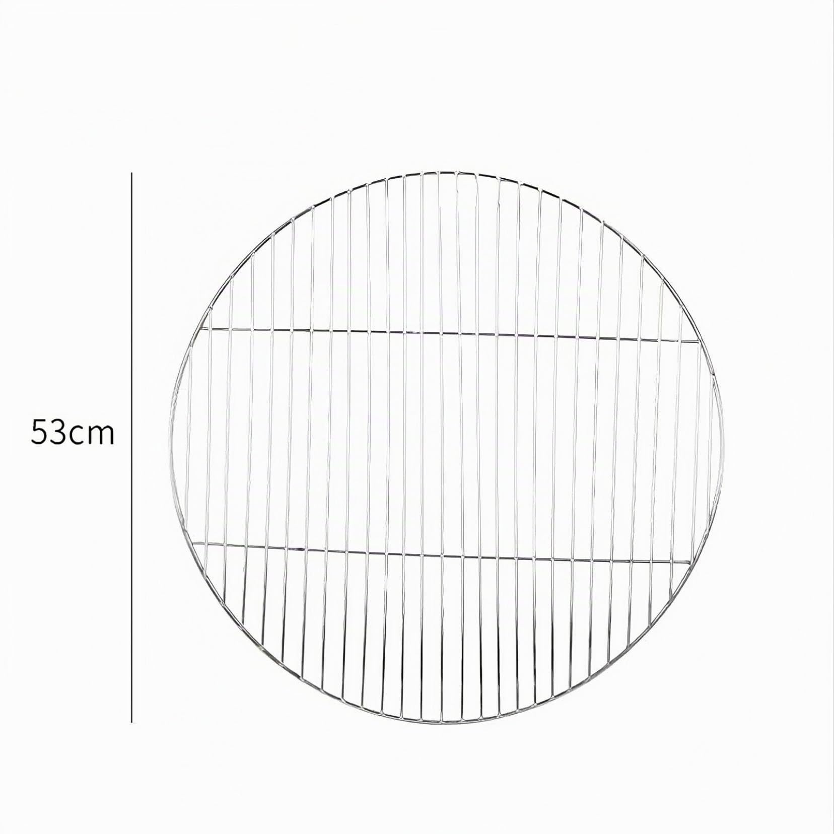 Grille de cuisson ronde en acier inoxydable de 53 cm - Pour barbecue, camping, pique-nique, jardin, répartition uniforme de la chaleur et nettoyage facile