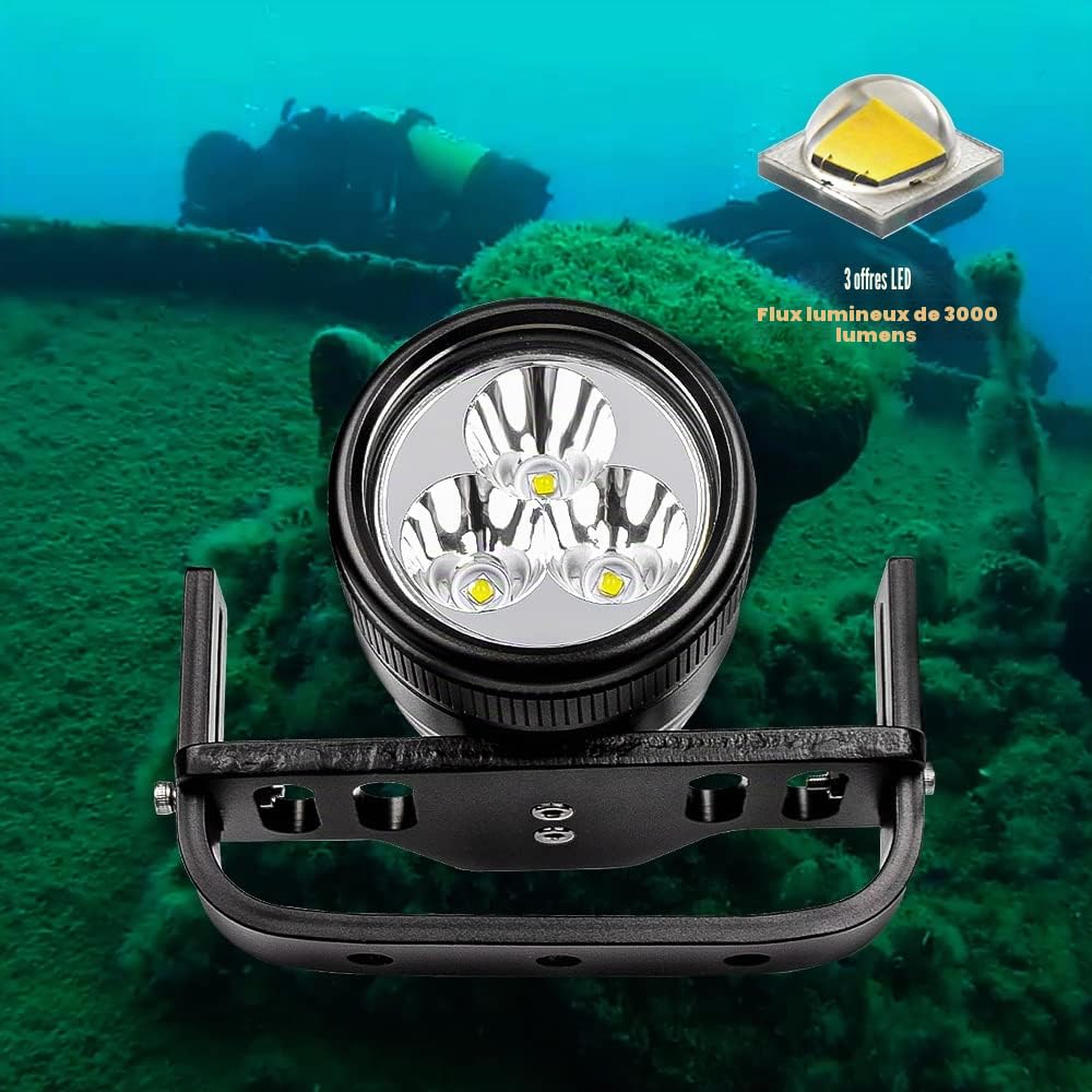 WD70 Lumière de plongée sous-Marine 3000 Lumens Lampe de plongée sous-Marine