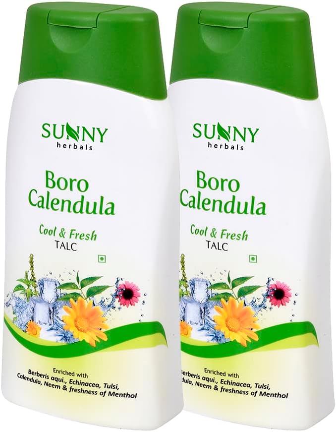 SUNNY HERBALS BORO CALENDULA TALCUM POWDER-100GMS (Pack of 2)