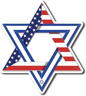 Magnet Me Up Magen David Star Shaped Combo American and Israeli Flag Magnet Decal, 4.5x5 in, Heavy Duty Automotive Magnet for Car, Truck, Or Any Magnetic Surface, Support and Stand United with Israel