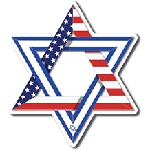 Magen David Star Shaped Combo American and Israeli Flag Car Magnet 4.5x5 in
