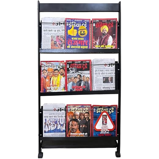 Magazine Holder Stand 4-Shelf 24 Black