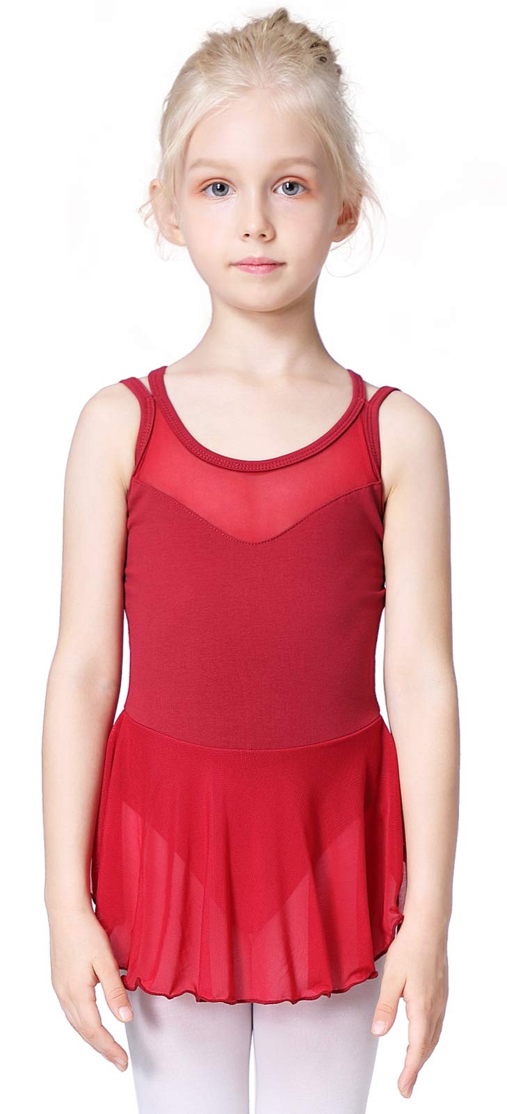 Soudittur Maillot de Danza Algodón Tutú Vestido de Ballet Gimnasia Leotardo Body Clásico Manga Corta para Niña