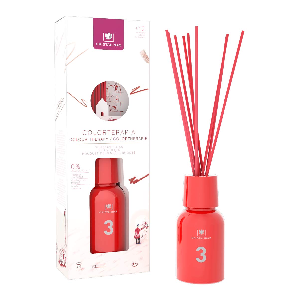CRISTALINAS Mikado Colortherapy, Crystal, red, 125ml