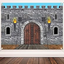 Tranqun Medieval Party Decorations Castle Backdrop Knight Wall Backdrop Keepers of The Castle Decorations for Medieval Themed Party Supplies(Castle Walls,6.5 x 9.2 ft)