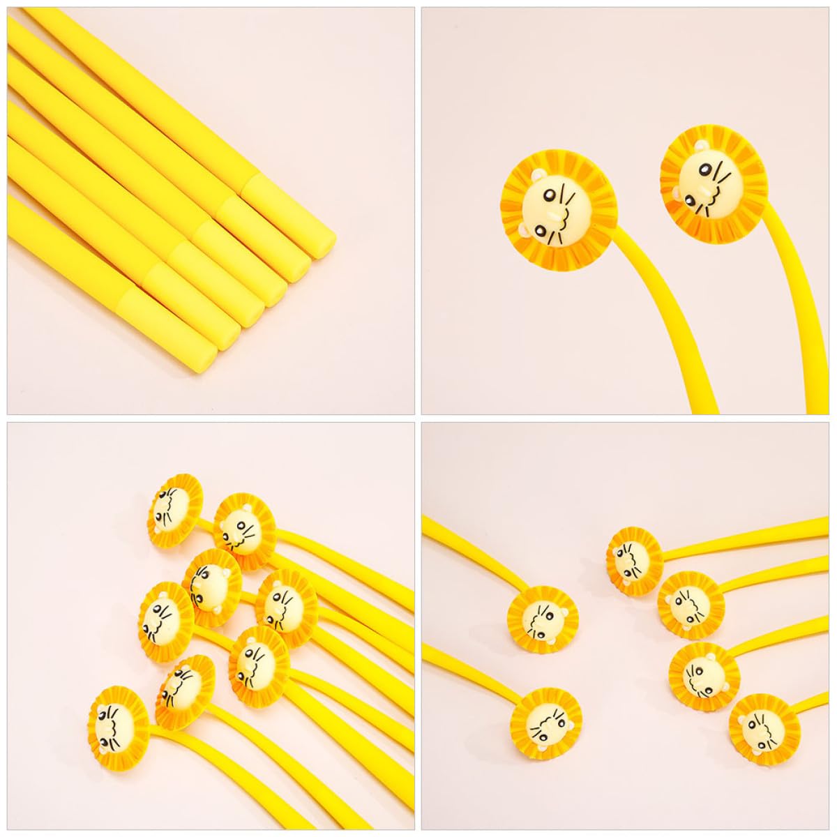 MAGICLULU Set da 10 Penne Gel a Forma di Leone Nere, Penne da Scrittura Portatili per Studenti, Biro a Inchiostro Gel Resistenti per Ufficio e Scuola