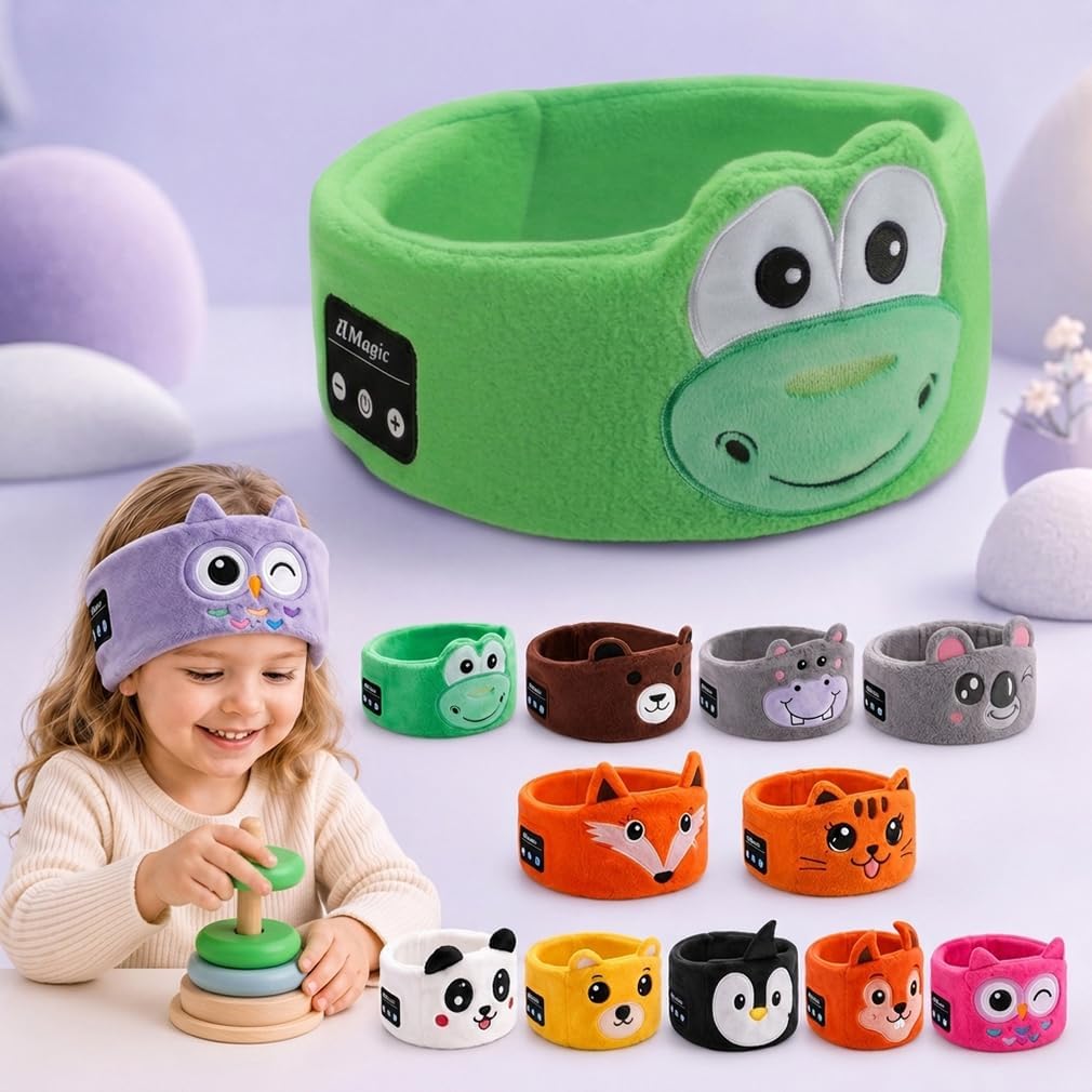 Kids Bluetooth Headphones Headband Sleeping Wireless Cozy Plush Sleep Mask