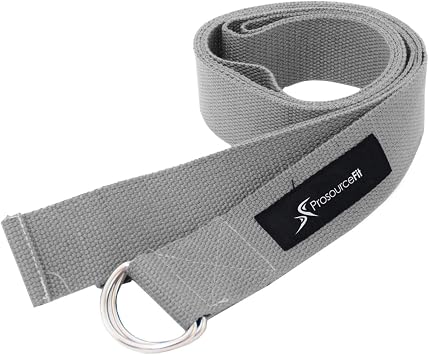 ProsourceFit Metal D-Ring Yoga Strap 8 Durable Cotton for Stretching and Flexibility