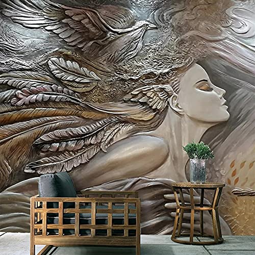 LEGVSHSR Benutzerdefinierte 3D Fototapete Kreative Geprägte Schönheit Pfau Wandkunst Wandbild Schlafzimmer Wohnzimmer Eingang Wandmalerei Tapeten -400x280cm Cover