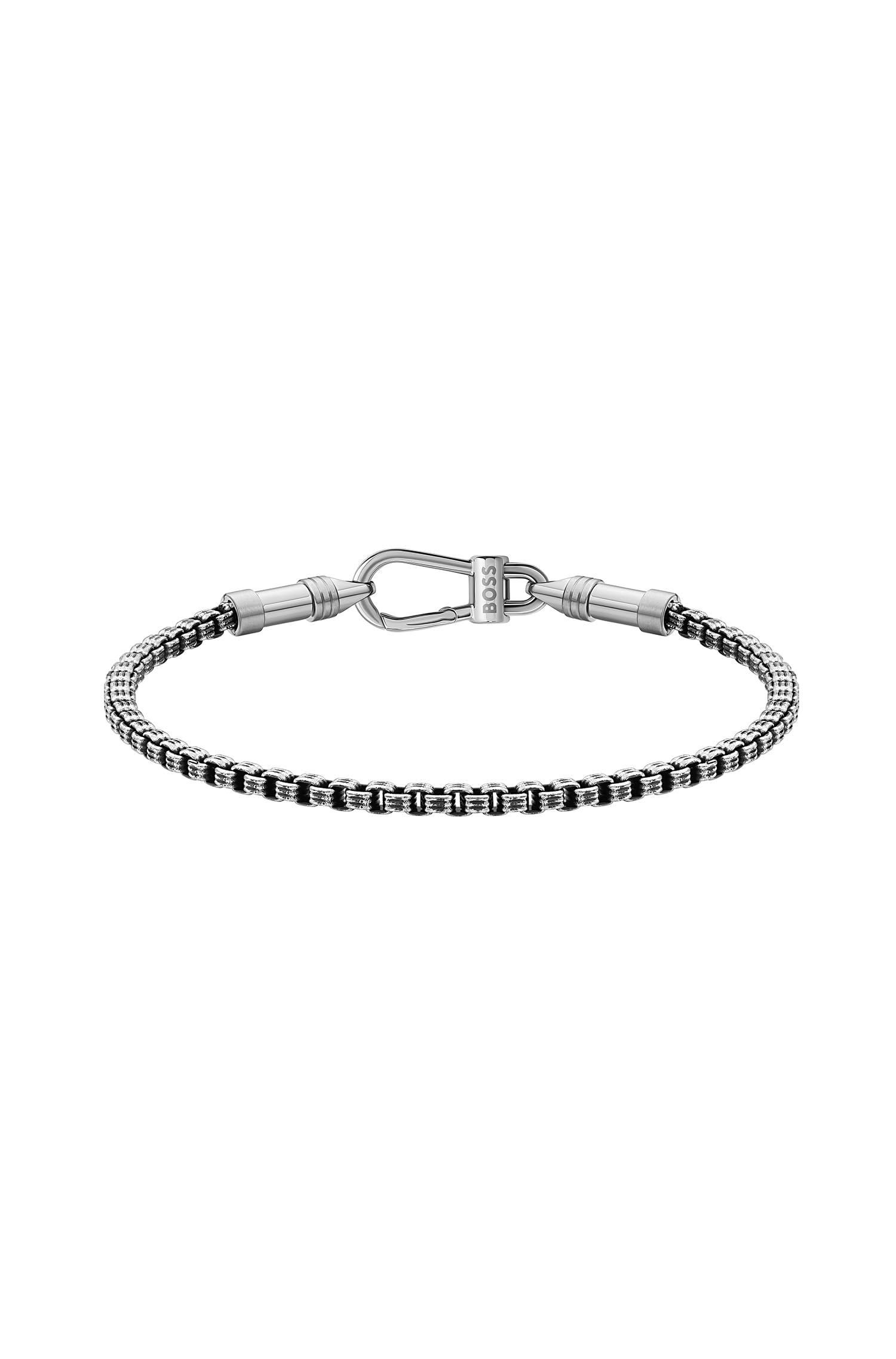 BOSS Herren-Armband mit markanter Kette und antik-silberner Stahloberfläche