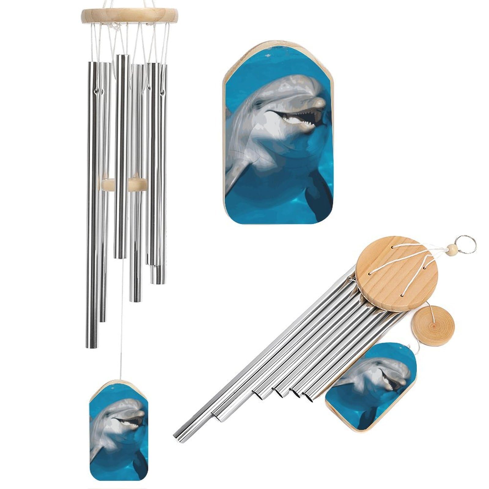 Memorial Wind Chimes Large Aluminium Dolphin with A Smile Windchimes for Outdoor Garden Patio Decoration