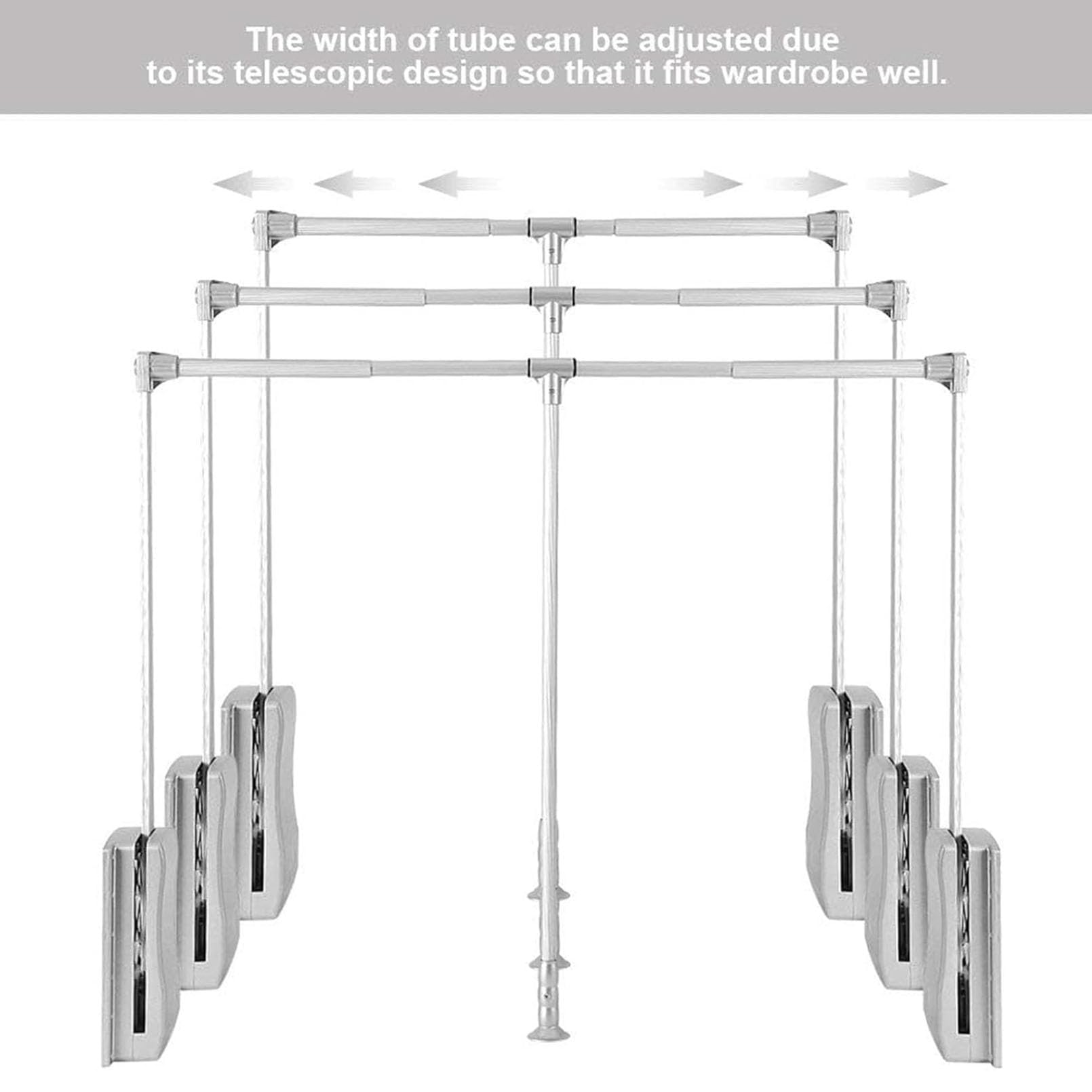 Appendiabiti industriale da parete regolabile con barra estraibile, capacità 15 kg, sistema di archiviazione argento e ripiani galleggianti, 930 x 1250 mm, perfetto per casa e vendita al dettaglio