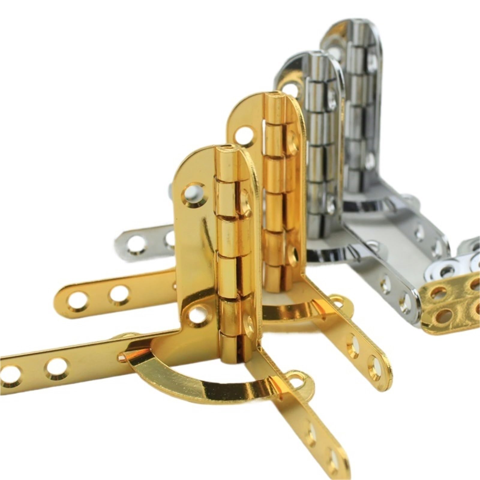 10pcs 39mm*43mm Woodbox Iron Hinge Cabinet Jewelry Box Hinges(Bronze-105 Degrees)