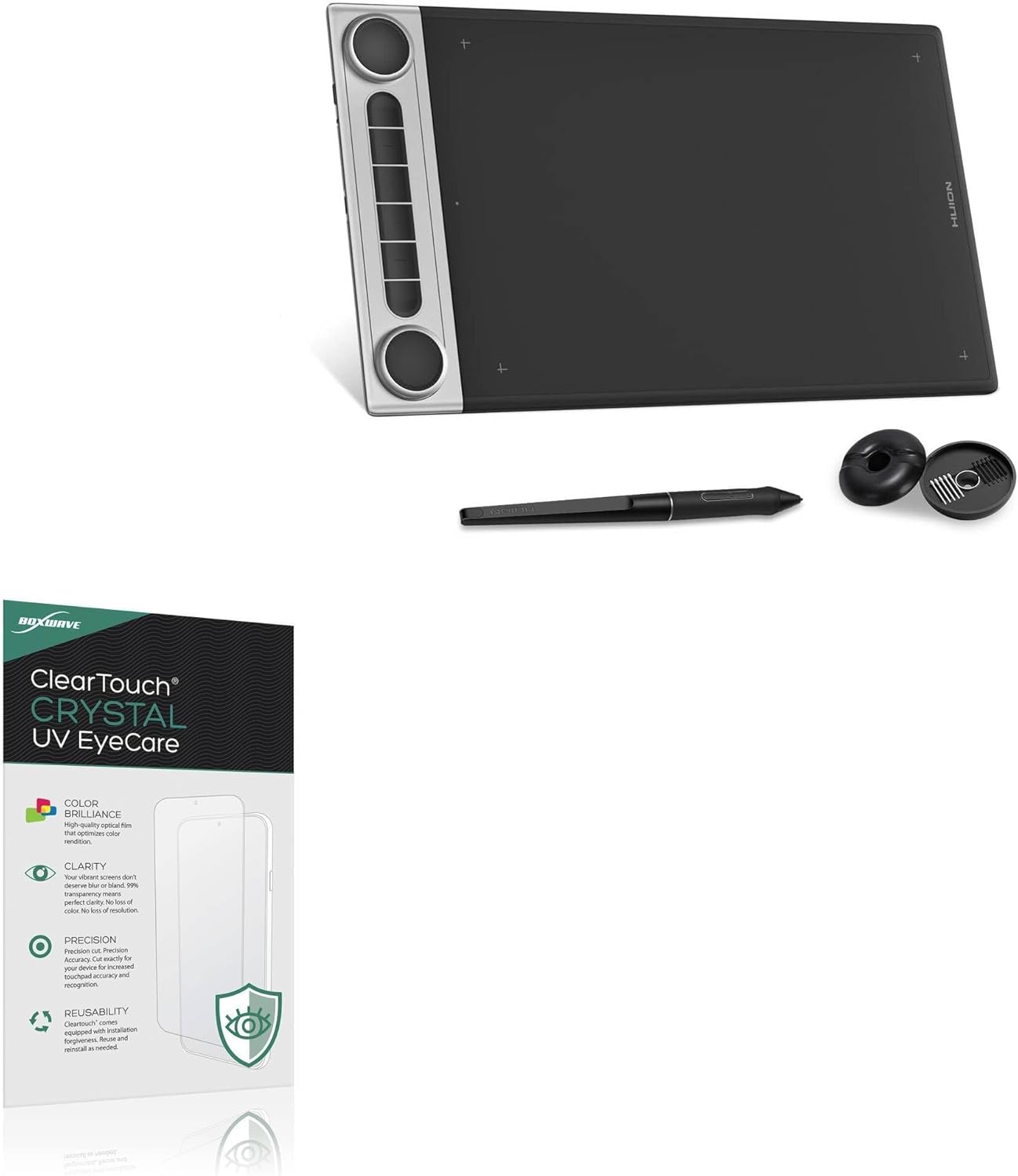BoxWave Screen Protector Compatible With Huion Inspiroy Dial 2 - ClearTouch Crystal Anti-UV EyeCare (2-Pack), Filters out Harmful Blue Light Reduce Fatigue