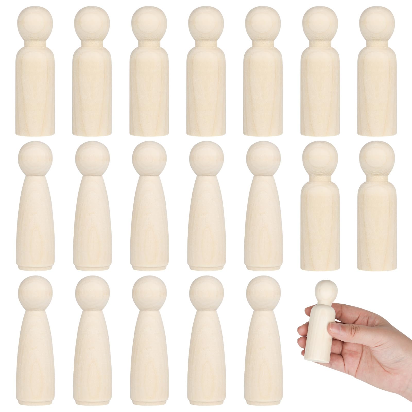 20 Piezas Grande Muñecas de Madera Peg 90 mm, Madera Manualidades, MuñEcos Madera, Natural De Pintar Para Diy DecoracióN, Manualidades, Bodas, Fiestas